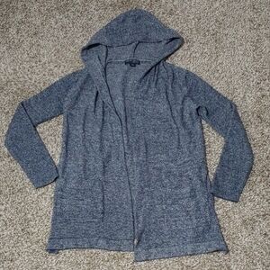 Barefoot Dreams Women's Heather Blue Hooded Knit Cardigan Size S